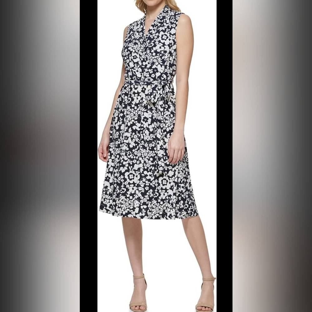 Tommy Hilfiger navy blue white dress sz 14